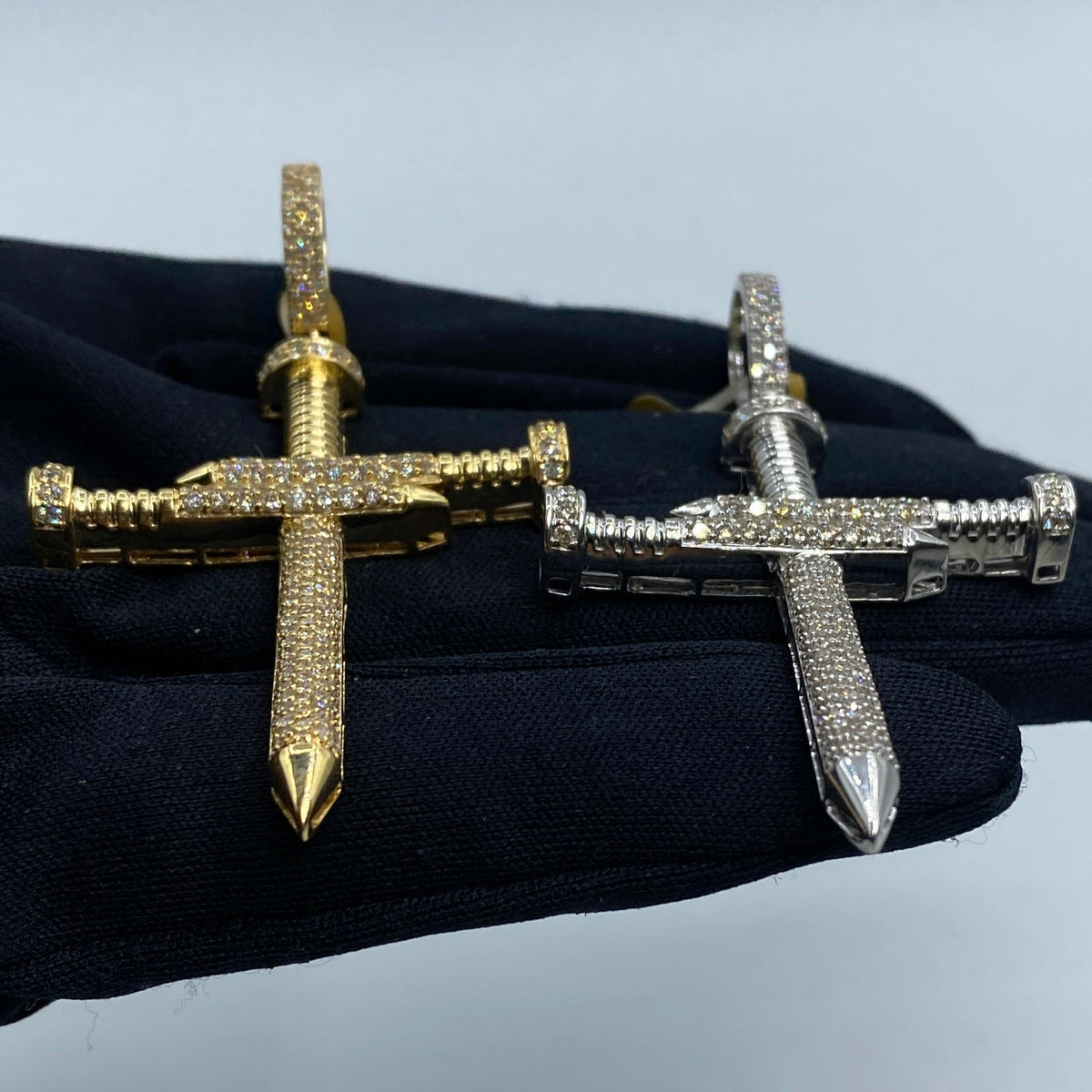 10K Gold Nail Cross Diamond Pendant - additional product view 6