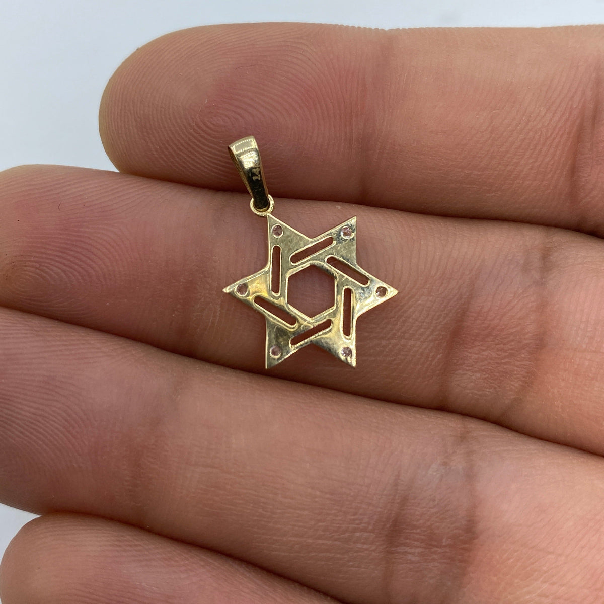 14K Gold Star of David Diamond Pendant - additional product view 4