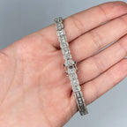 14K Gold Rounded Rectangle Link Diamond Baguette Bracelet 7mm - additional product view 4