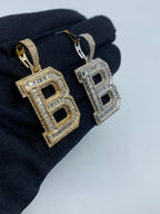 Initial B Baguette Diamond Pendant - additional product view 4