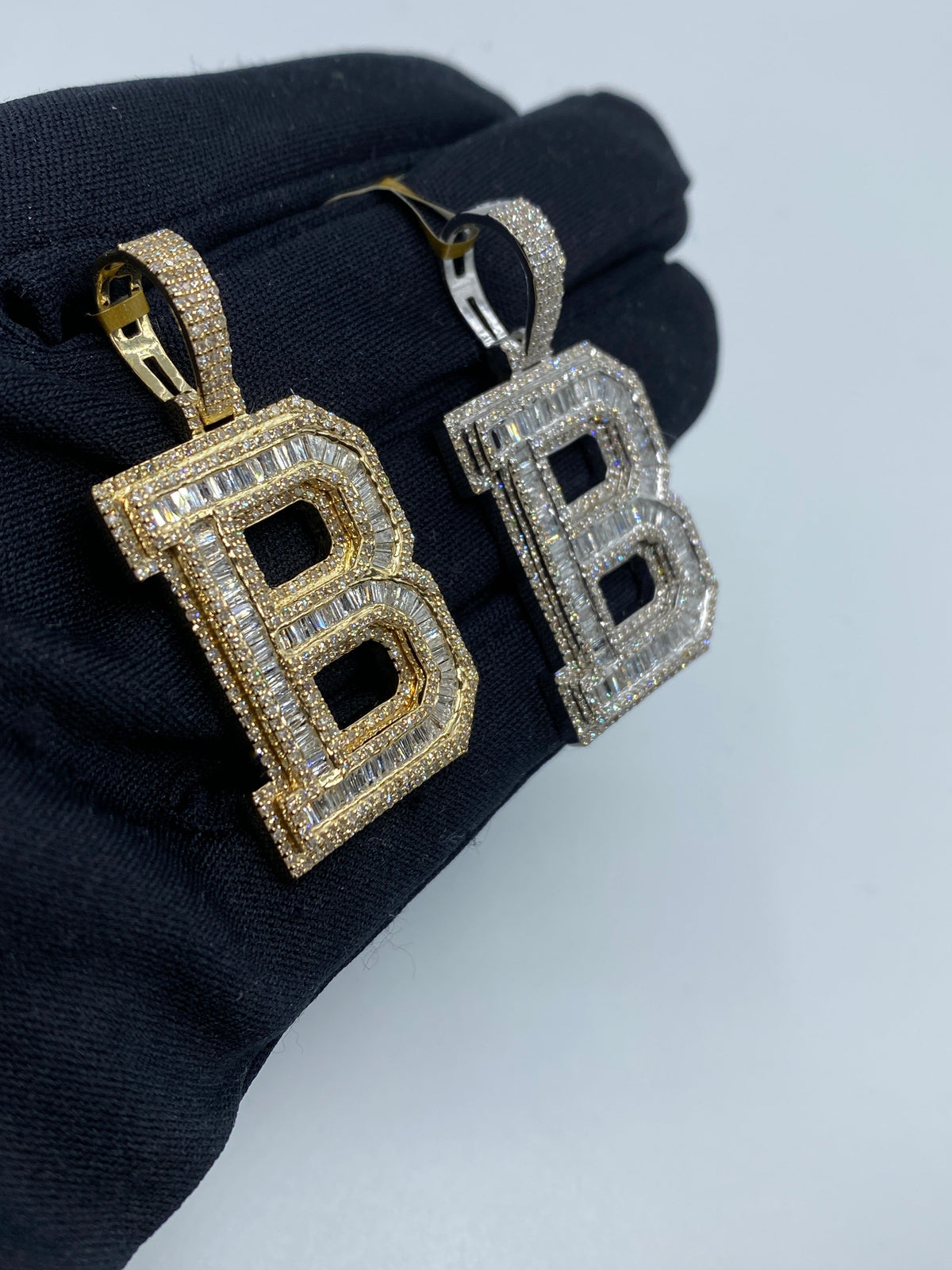 Initial B Baguette Diamond Pendant - additional product view 4