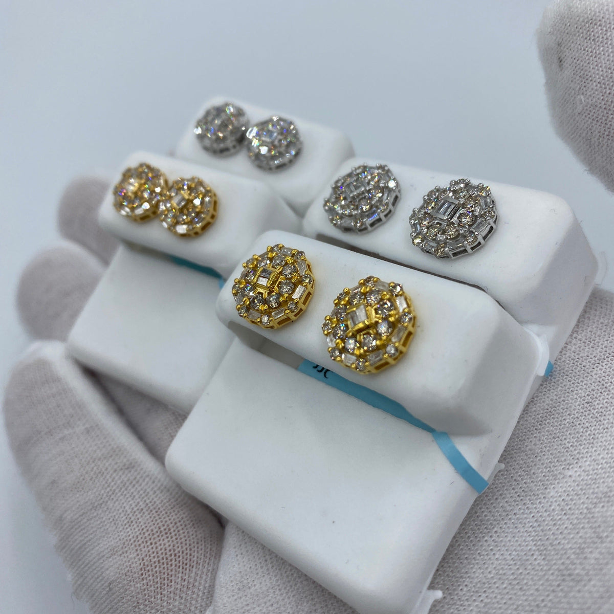 14K Gold Jumbo Regal Circle Diamond Baguette Earrings - additional product view 5