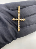 14K Gold Holy Spirit Cross Diamond Baguette Pendant in yellow gold - close-up product photo