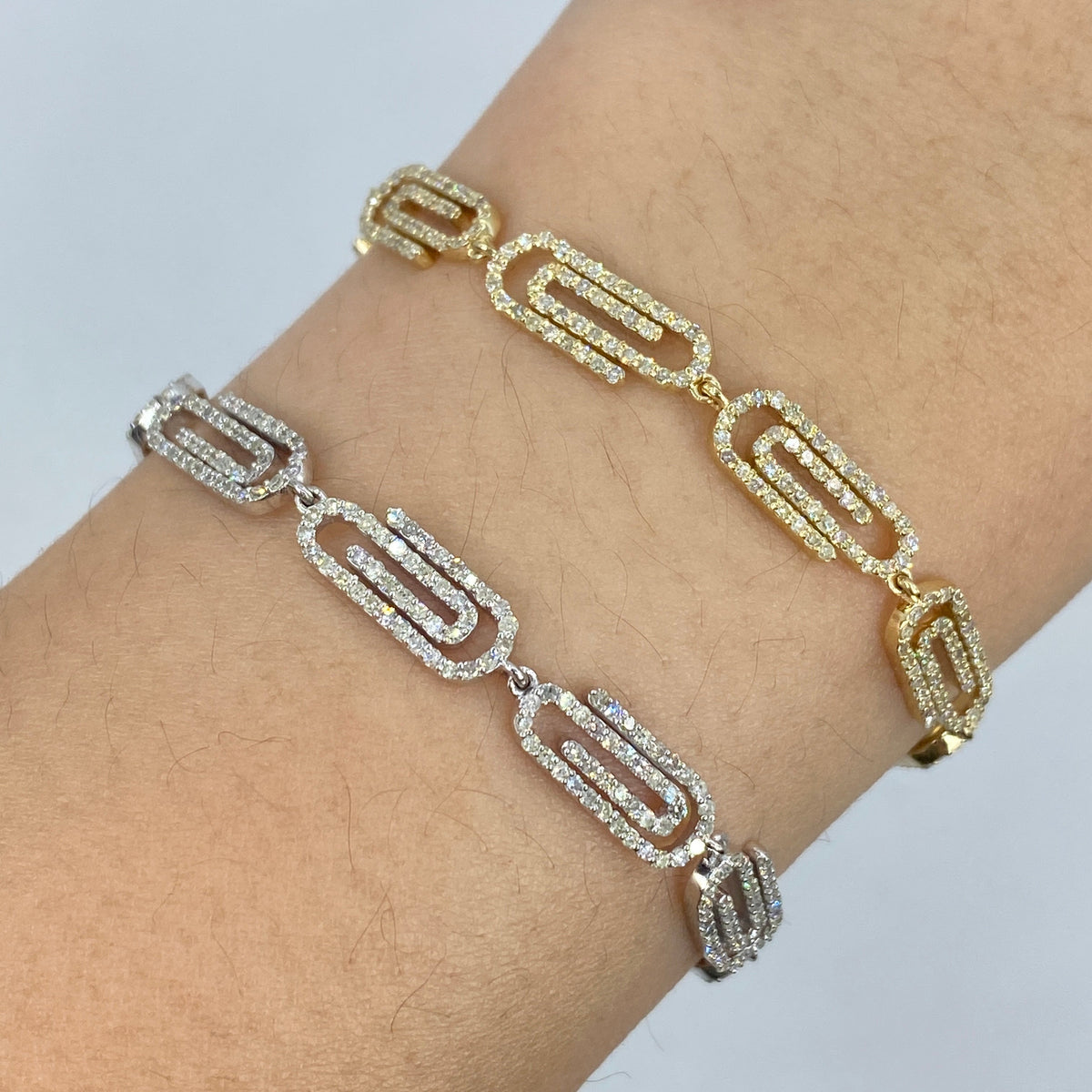 14K Gold Paperclip Link Diamond Bracelet 7 in - additional product view 2