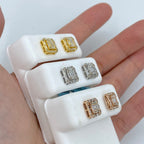14K Gold Square Box Diamond Baguette Earrings - additional product view 6