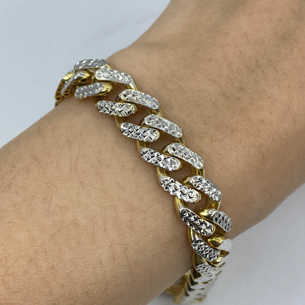 14K Gold 9.5mm Two-Tone Cuban Link Bracelet 8 in - additional product view 2