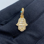 14K Gold Small Hamsa Diamond Baguette Pendant - additional product view 2