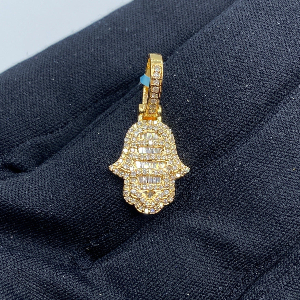 14K Gold Small Hamsa Diamond Baguette Pendant - additional product view 2