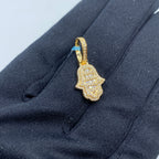 14K Gold Small Hamsa Diamond Baguette Pendant - additional product view 3