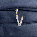 14K Gold Single Stone Initial V Diamond Pendant, Small - close-up product photo