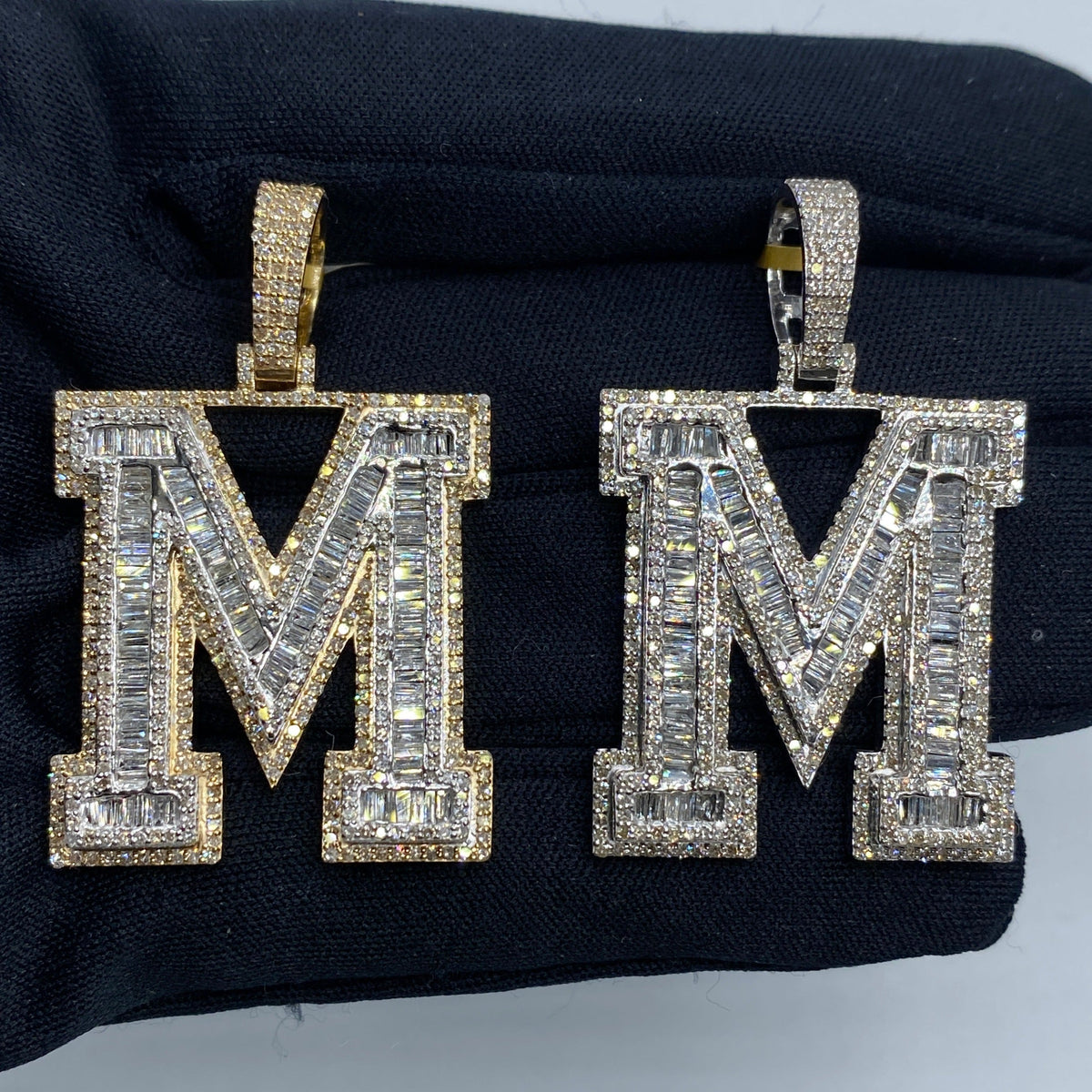 Initial M Baguette Diamond Pendant - additional product view 2