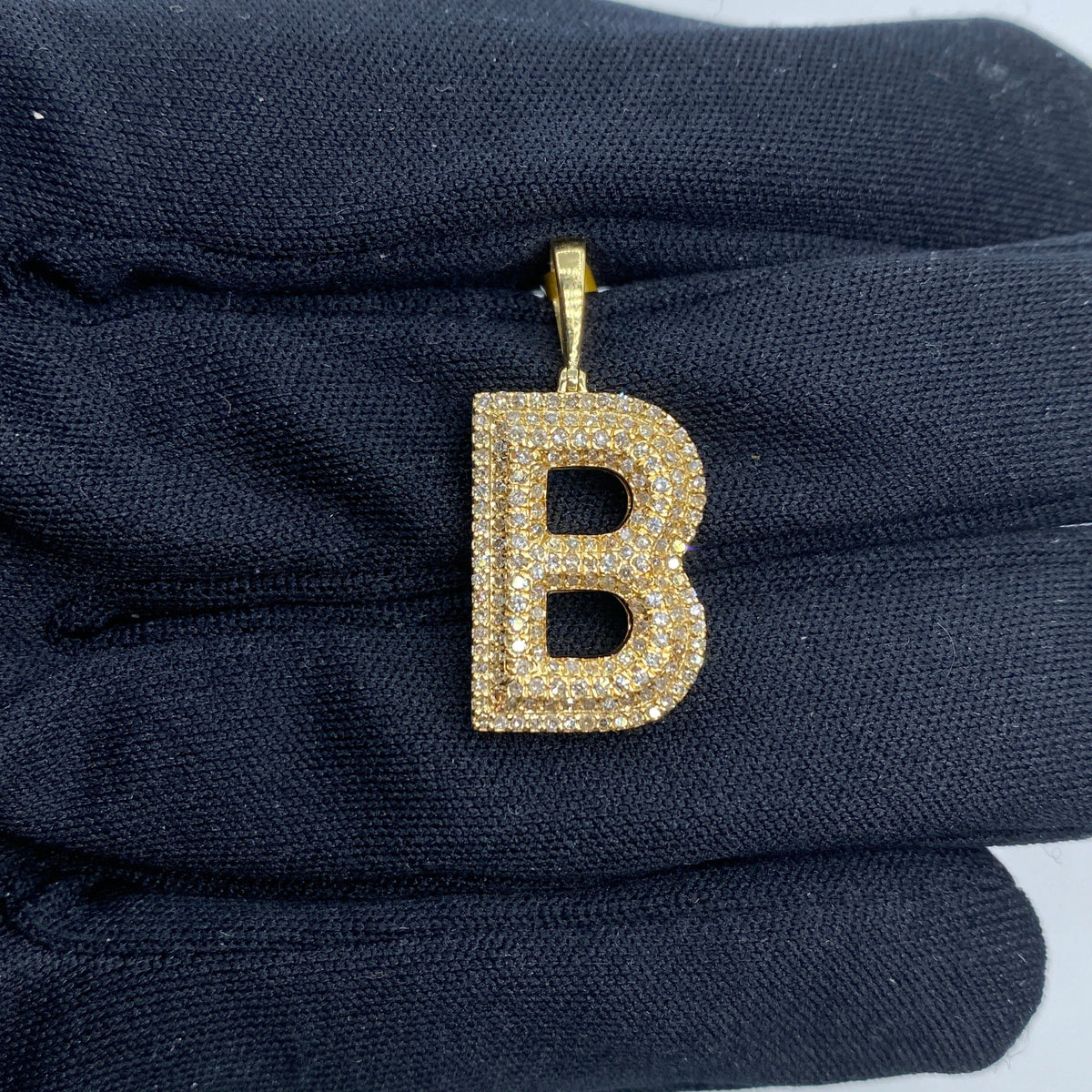 Initial B Bubble Diamond Pendant - additional product view 2