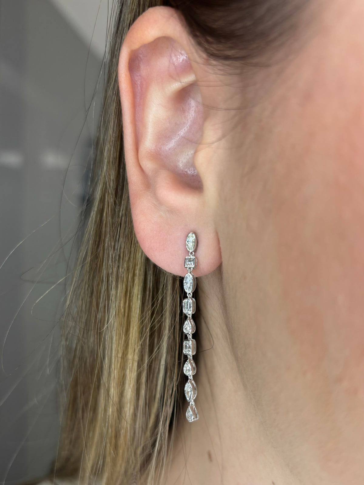 14K Gold Bridal Shape Cocktail Diamond Earrings - additional product view 4