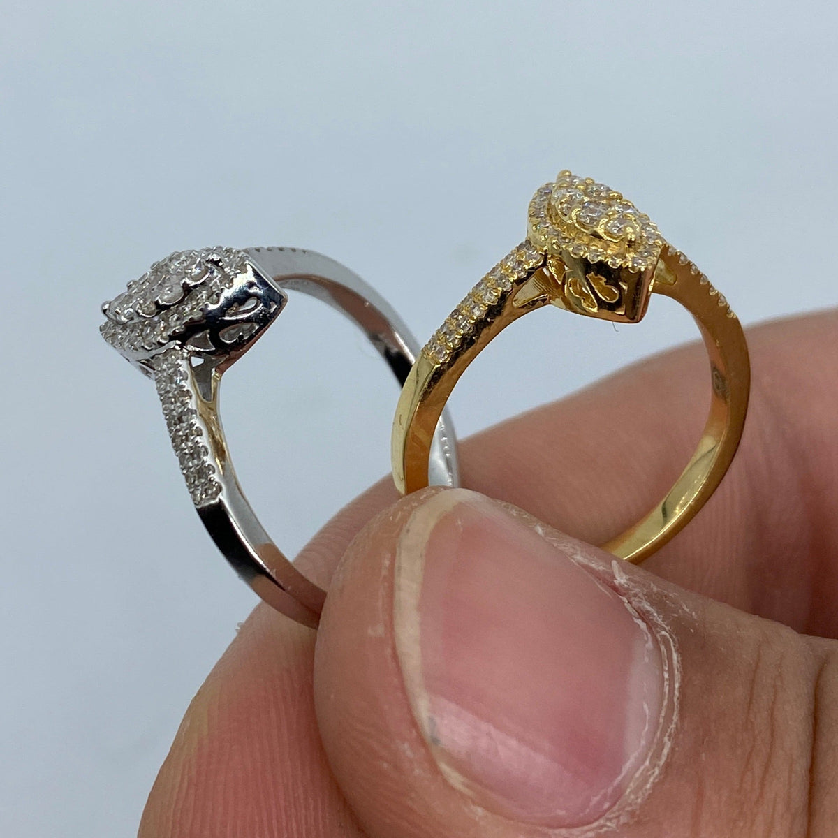 14K Gold Almond Diamond Engagement Ring - additional product view 7