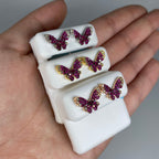 14K Gold Large Purple Butterfly Diamond Earrings - additional product view 6