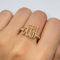 14K Gold Allah Pavé Diamond Ring in yellow gold - close-up product photo