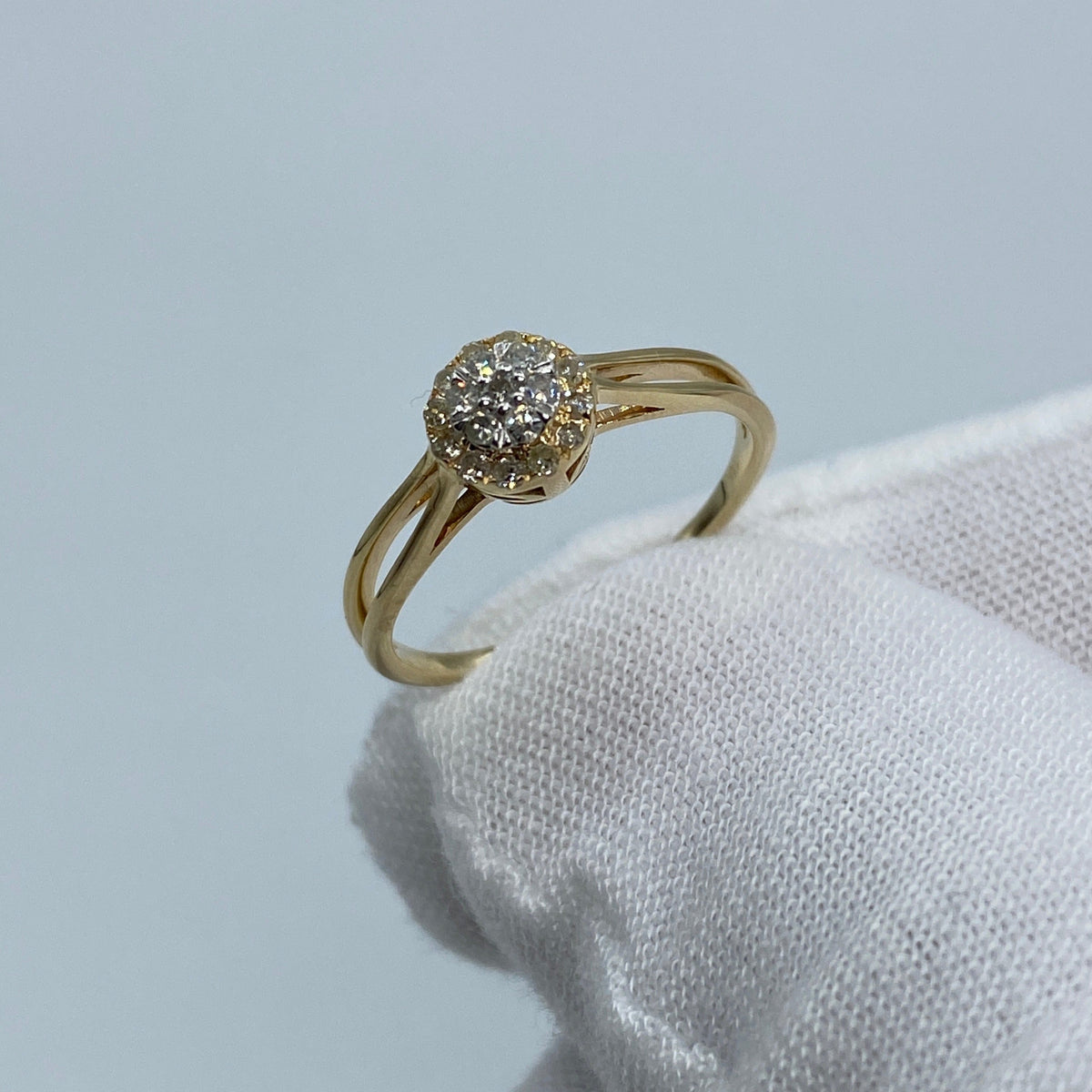 14K Yellow Gold Circle Diamond Engagement Ring - additional product view 2