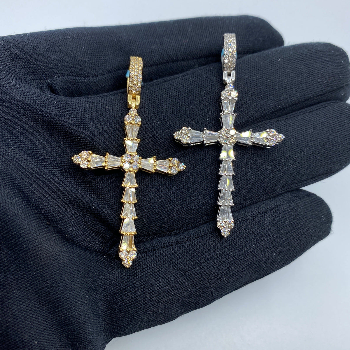 14K Gold Holy Spirit Cross Diamond Baguette Pendant - additional product view 2