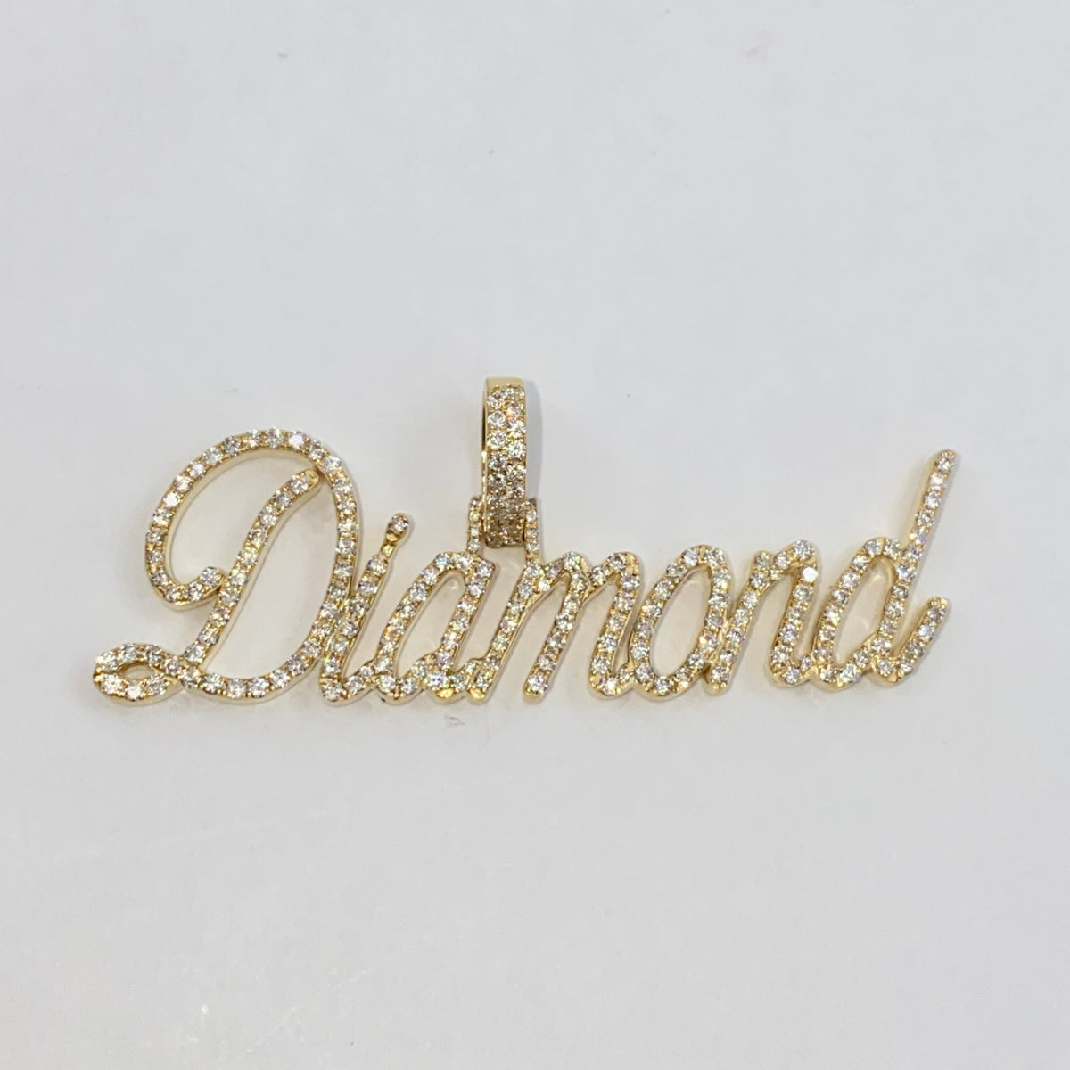 10K Gold Custom Diamond Name Plate Pendant - additional product view 5