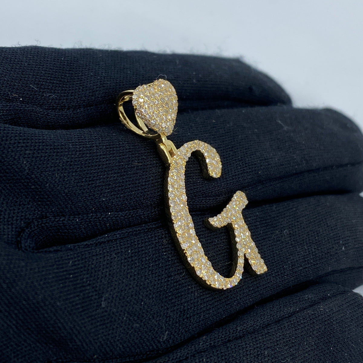 14K Gold Initial G Script Heart Diamond Pendant - additional product view 5