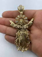14K Gold Jesus with Halo Pendant 3.25 in - additional product view 2