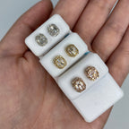 14K Gold Small Rectangle Rounded Halo Diamond Baguette Earrings - additional product view 2