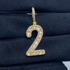 14K Gold Number 2 Diamond Baguette Pendant - additional product view 2