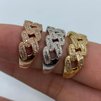 10K/14K Gold 9mm Rounded Cuban Link Diamond Baguette Ring - additional product view 8
