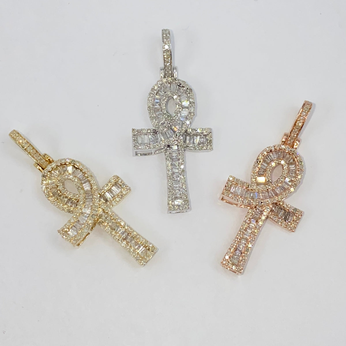14K Gold Ankh Diamond Baguette Pendant - additional product view 8
