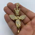 14K Gold Baby Angel with Crown Pendant 3.0 in - additional product view 8