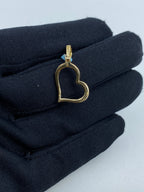 14K Gold Heart Yellow Outline Diamond Pendant - additional product view 3