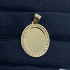 10K Gold Oval Picture Photo CZ Pendant - additional product view 2