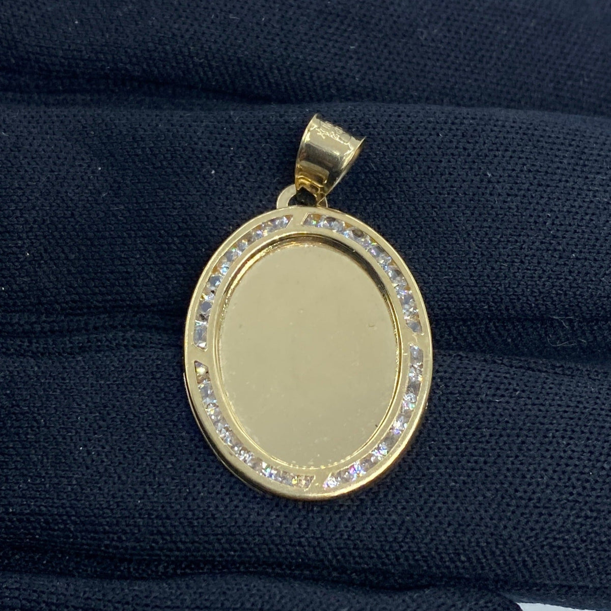 10K Gold Oval Picture Photo CZ Pendant - additional product view 2