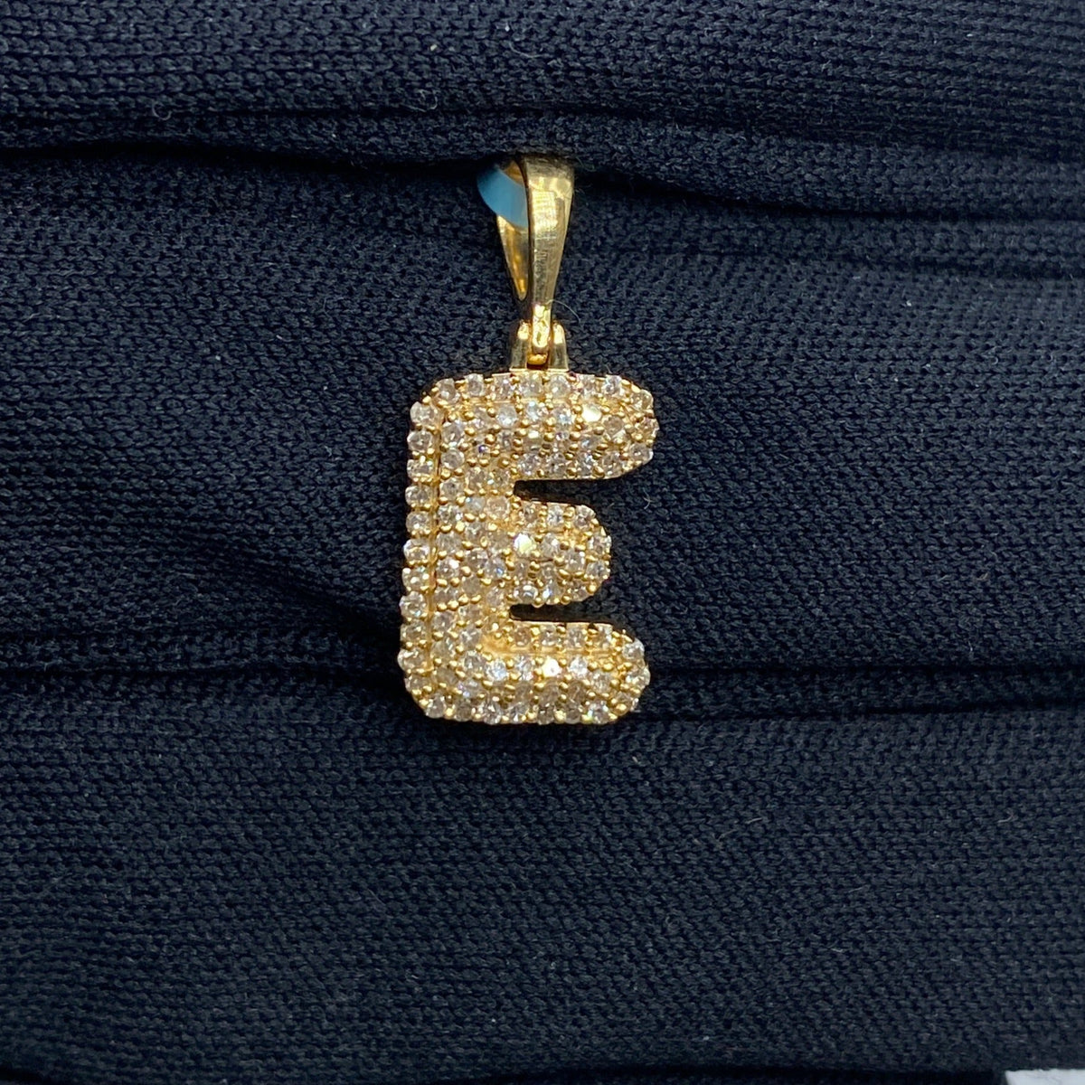 14K Gold Initial E Bubble Diamond Pendant - additional product view 2