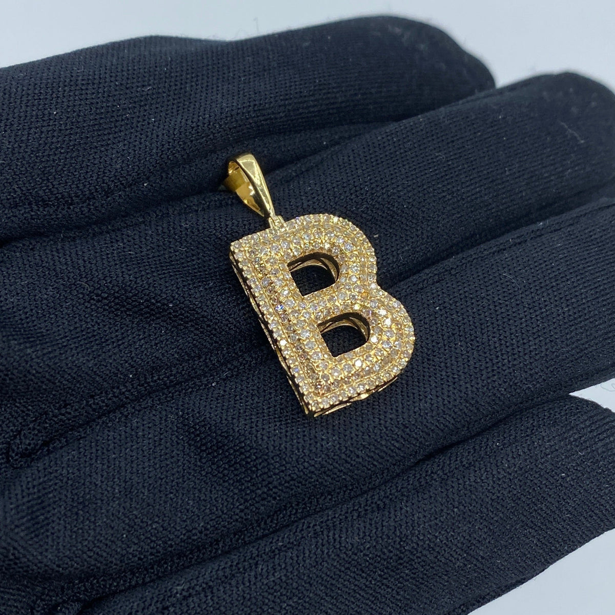 Initial B Bubble Diamond Pendant - additional product view 3