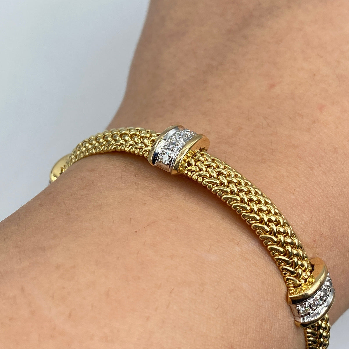 14K Gold Braided Diamond Bracelet - additional product view 3