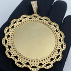 14K Gold Circle CZ Chain Picture Photo Pendant - additional product view 4