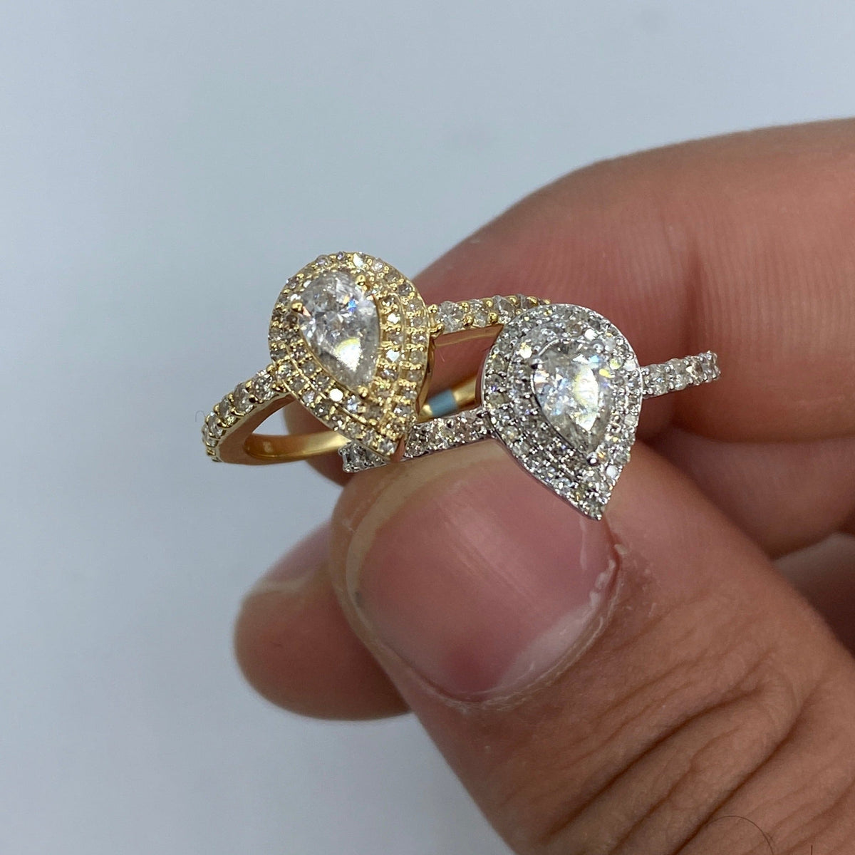 14K Gold Pear Shape Large Center Stone Diamond Engagement Ring - additional product view 6