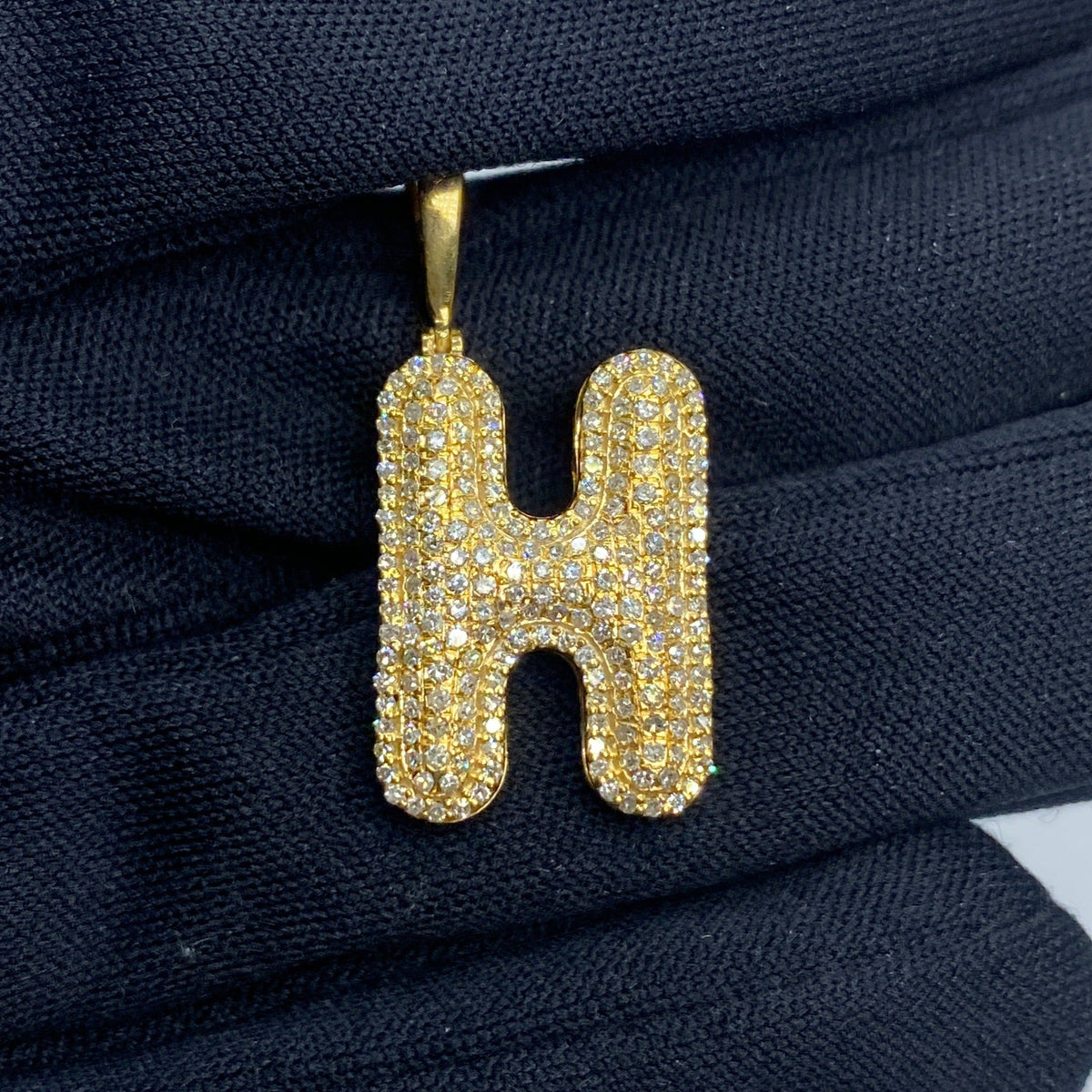 Initial H Bubble Diamond Pendant - additional product view 2