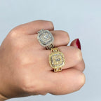 14K Gold Jumbo Square Halo Diamond Baguette Ring - additional product view 2