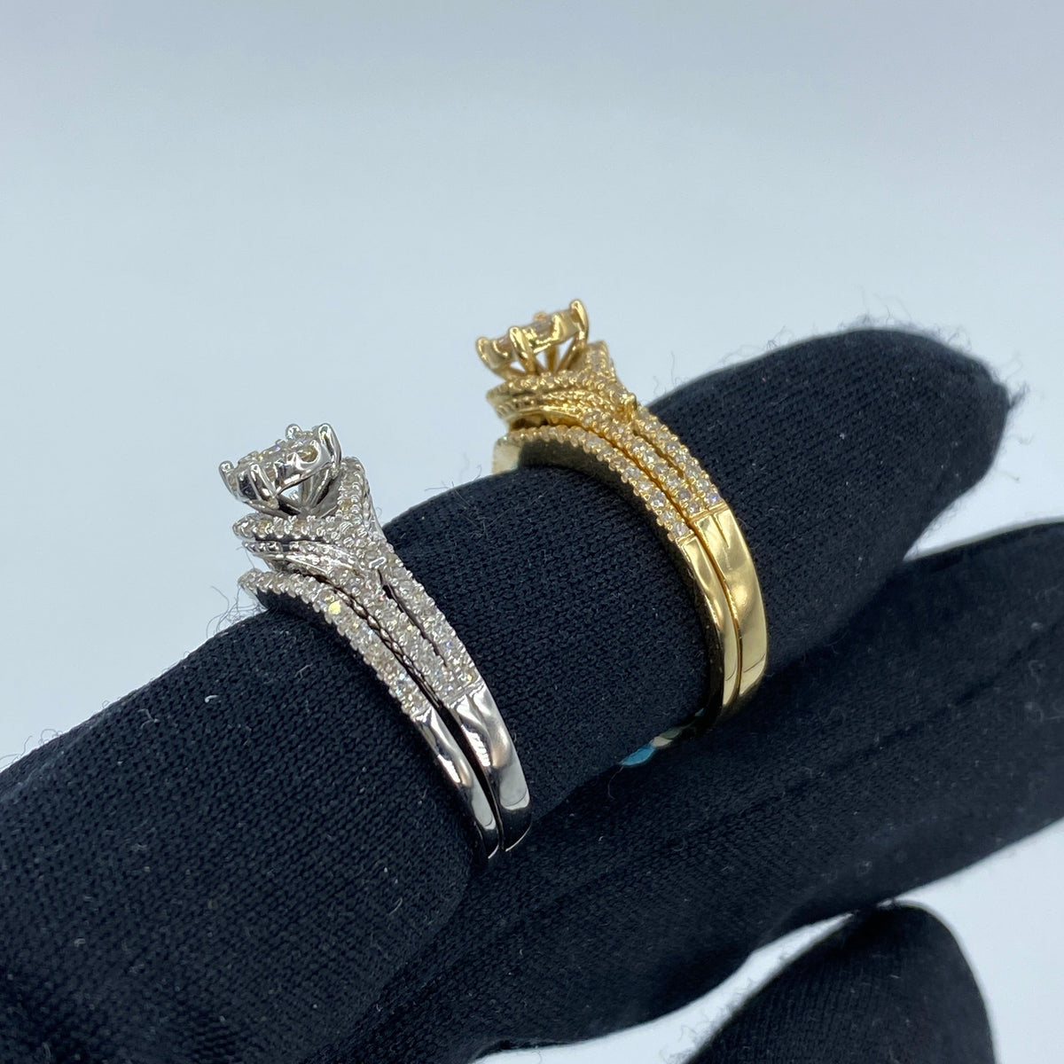 14K Gold Circle Engagement Diamond Ring with Thin Stack Band - additional product view 5