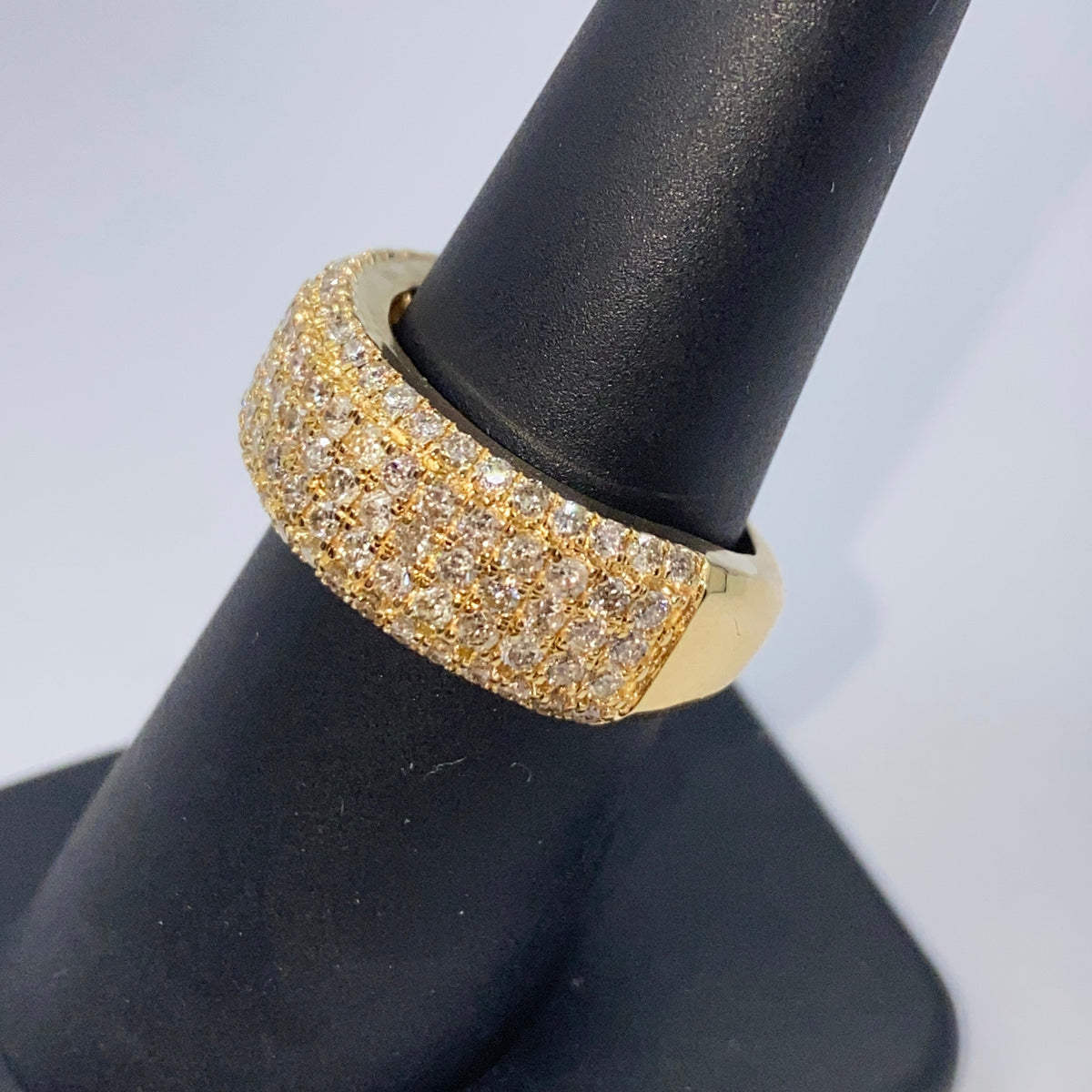 14K Gold 8mm Iced Stack Diamond Ring Band - additional product view 7