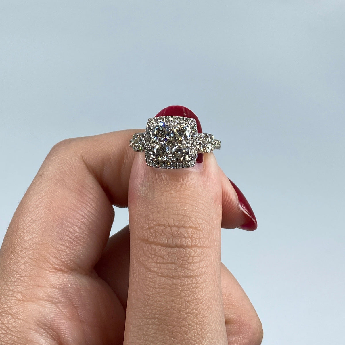 14K Gold Admire Jumbo Halo Square Diamond Engagement Ring - additional product view 6