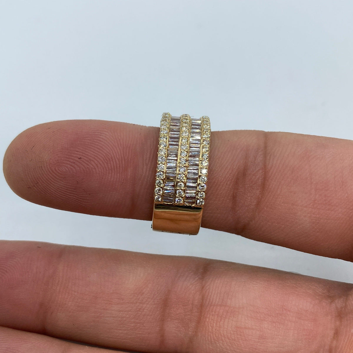 14K Gold Double Stroke Diamond Baguette Ring - additional product view 4