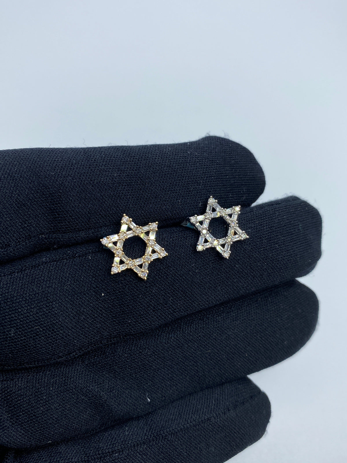 14K Gold Star of David Baguette Diamond Pendant - additional product view 4