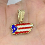 10K Gold Pride of Puerto Rico Flag Pendant - additional product view 2