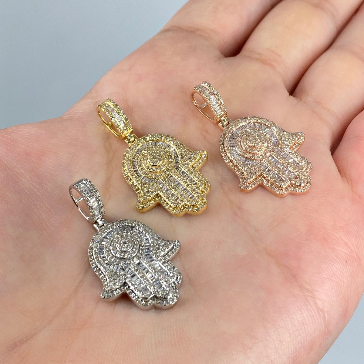 14K Gold Hamsa Diamond Pendant - additional product view 2