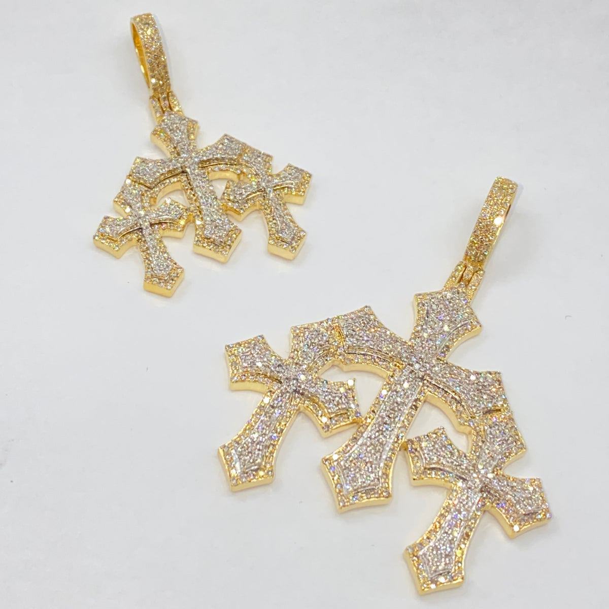 10K Gold Trinity Triple Cross Diamond Pendant - additional product view 9