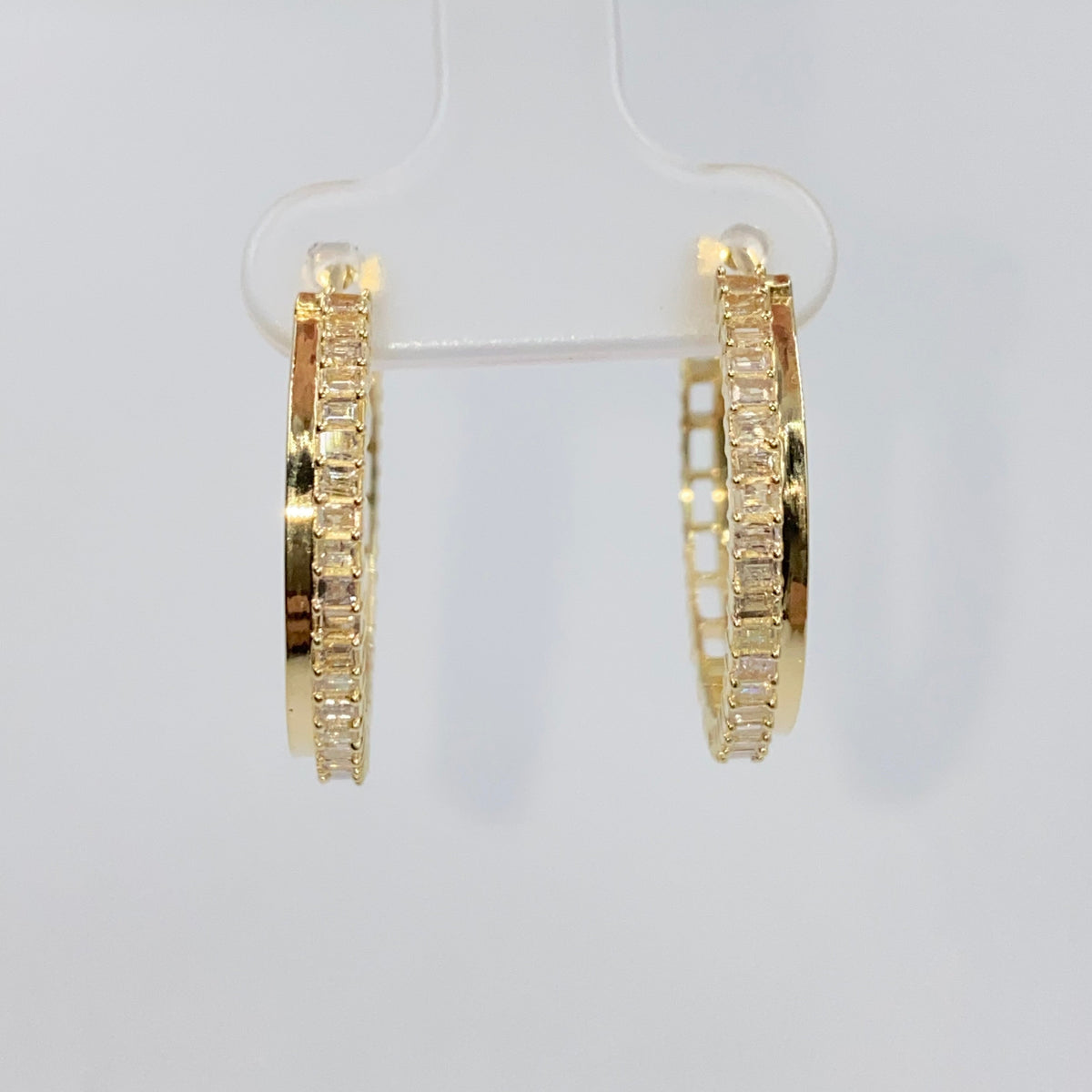 14K Gold Kendal Diamond Baguette Hoop Earrings - additional product view 4