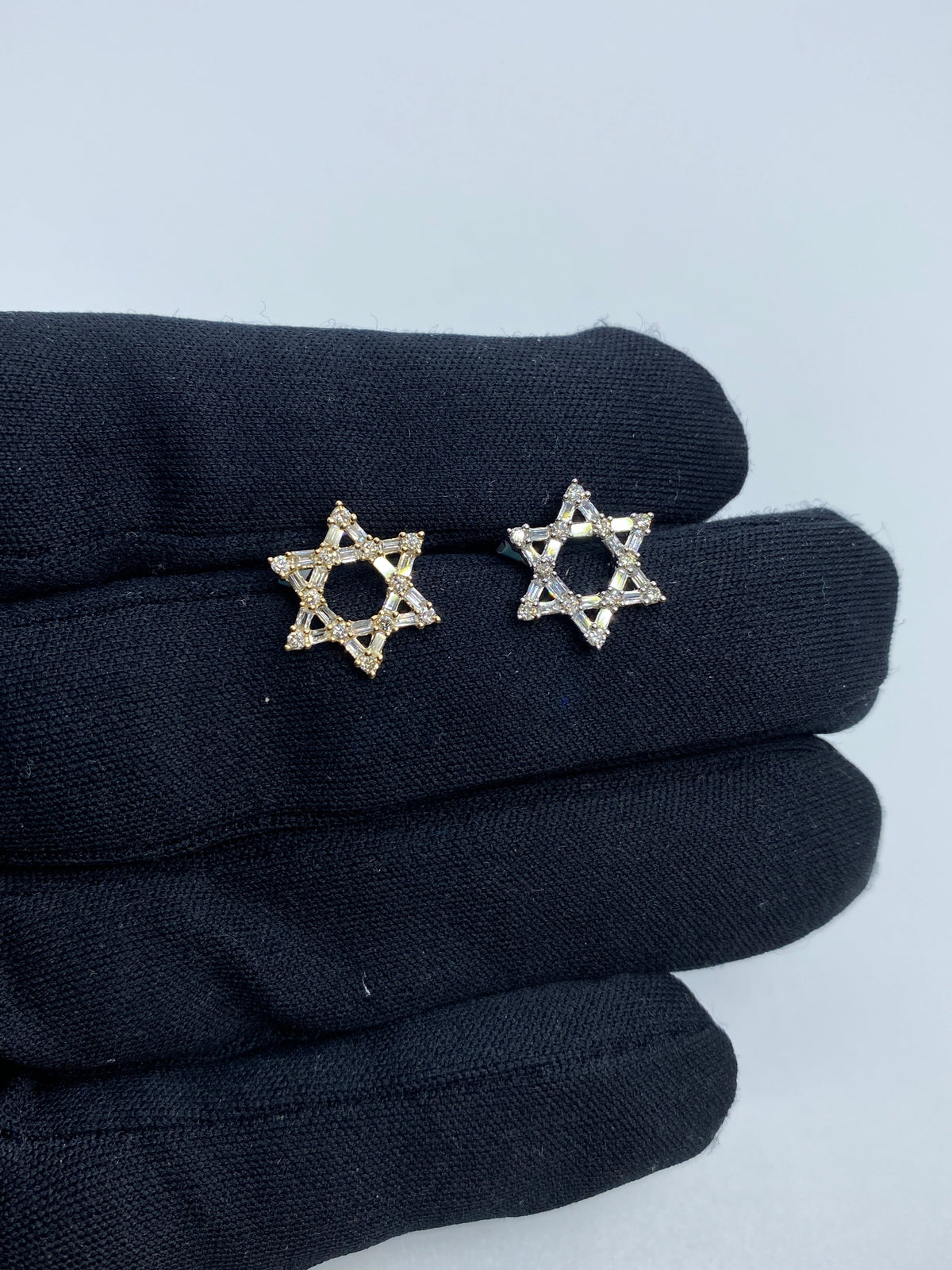 14K Gold Star of David Baguette Diamond Pendant - main product photo